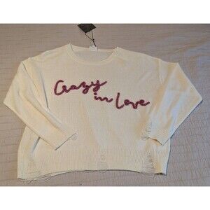 Le Lis Crazy in Love White Knit Sweater Womens Sz. LARGE - New with Tags